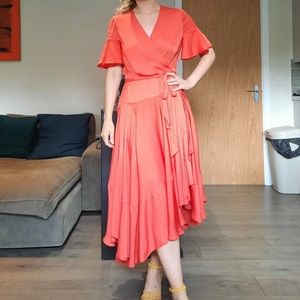 NWT Maje Orange Wrap Dress - Size 3